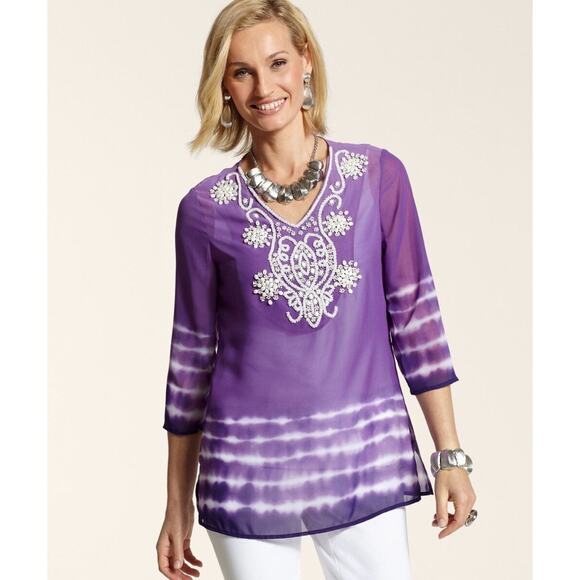 NWT Chico's Purple Beaded Tunic - Picture 3 of 9